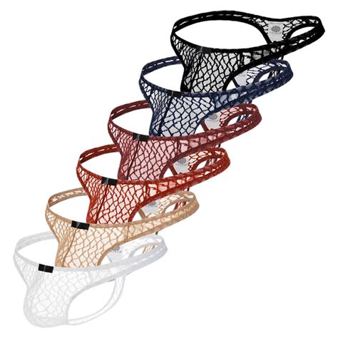 Lovever Mens Ice Silk Thongs Underwear Tagless Lingerie Bikini Underwear Low Rise Backless T