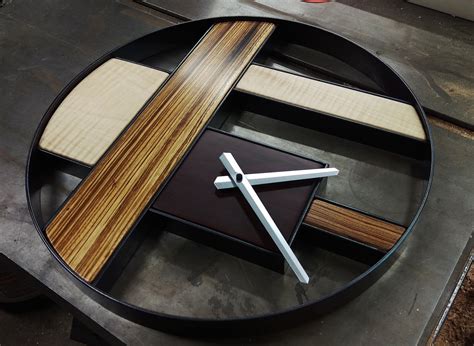 Modern Zebrawood And Steel Round Wall Clock Dpcustoms