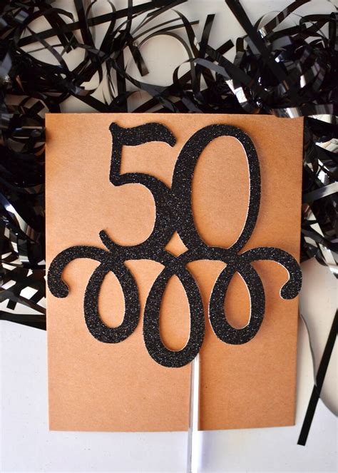 Glitter 50 Cake Topper Fifty 50th Birthday 50 Etsy