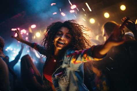 Premium Ai Image Young Woman Dancing At A Rave Party