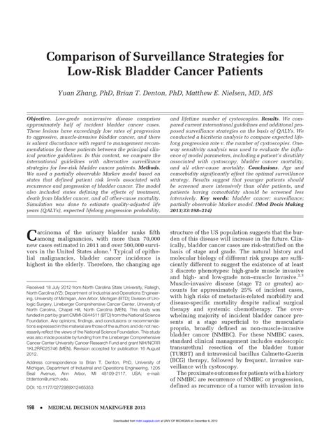 PDF Comparison Of Surveillance Strategies For Low Risk Bladder Cancer