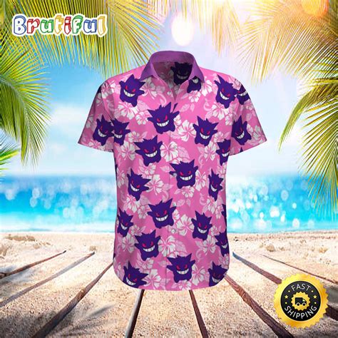 Gengar Tropical Beach Outfitssummer Pokemon Hawaiian Shirt