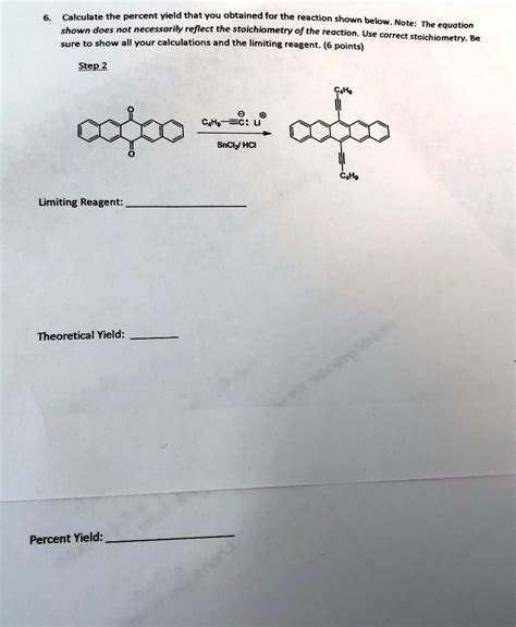 SOLVED Calculate The Percent Yield That Vou Obtained For The Reaction