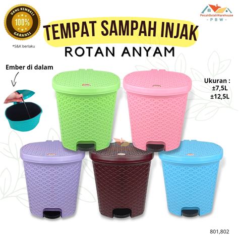 Jual Tempat Sampah Injak Anyam 12 5L MPW 802 Tempat Sampah Rotan