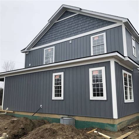 Gray Board Batten W White Trim Exterior Paint Colors For House