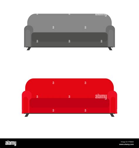 Set Of Sofas With Pillows Isolated On White Background Stock Vector