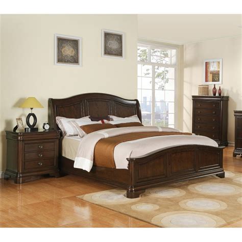 Bowery Hill Classic Solid Wood 3-Piece King Bedroom Set in Warm Cherry ...