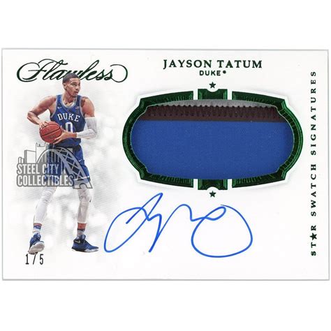 Jayson Tatum Panini Flawless Collegiate Emerald Star Swatch