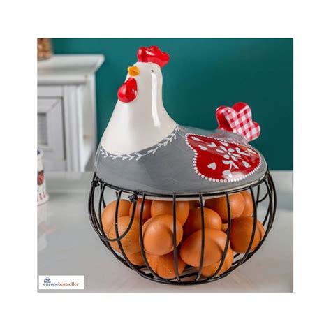 Ceramic Egg Holder Chicken Wire Egg Basket