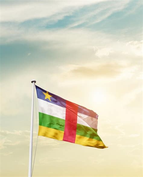 Premium Photo Central African Republic National Flag Waving In The Sky