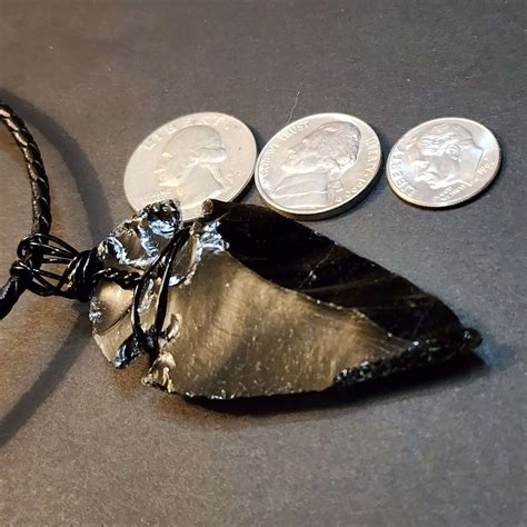 Inch Black Obsidian Arrowhead Necklace For Men Pendant On Black