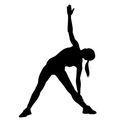 Silhouette Of A Woman Doing Exercise Stretching Or Aerobic Move
