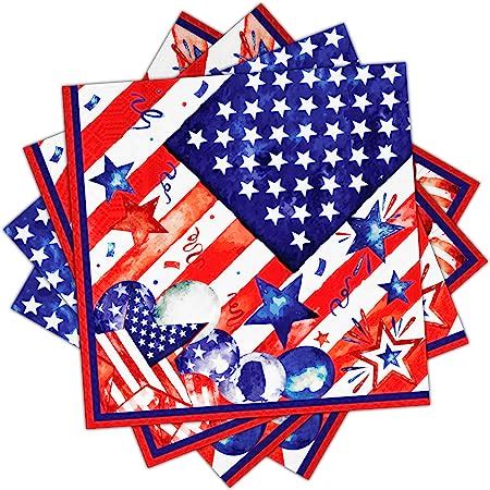 Amazon 100 Happy 4th Of July Patriotic Guest Napkins 3 Ply