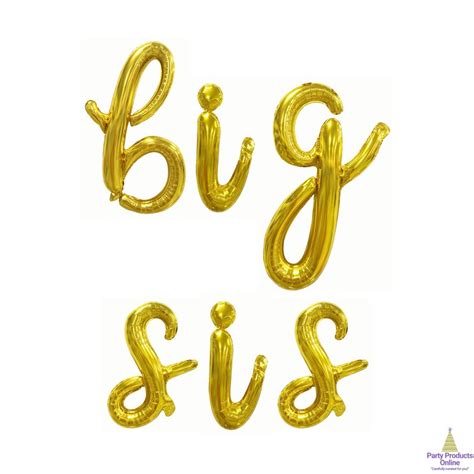 Big Sis Cursive Letter Balloon Banner Gold Rose Gold And Etsy