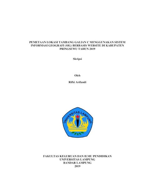 Pdf Pemetaan Lokasi Tambang Galian C Menggunakan Digilib Unila Ac Id