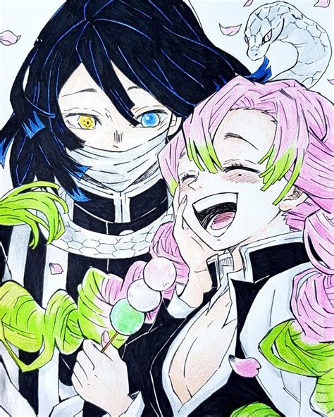 Iguro Obanai X Mitsuri Kanroji Demon Slayer Manga Drawing Anime Demon