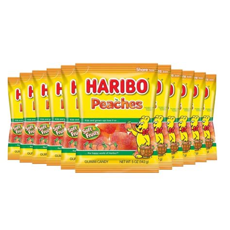 Haribo Gummi Candy Peaches 5 Ounce 12 Pack Shelhealth