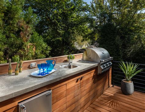 Outdoor Kitchen with Concrete Countertops - Contemporary - Deck - Atlanta - by Boyce Design and ...