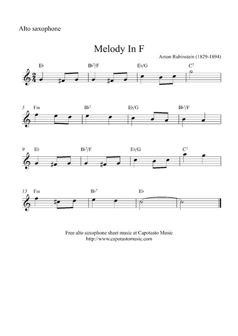 Free Printable Sheet Music Free Easy Alto Saxophone Sheet Music