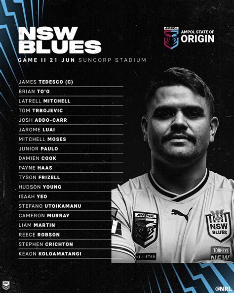 Ryan Eckford On Twitter RT NRL Blues Coach Brad Fittler Has Named A