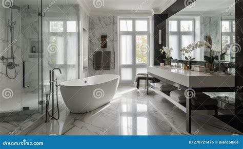 Interior Deisgn Of Bathroom In Contemporary Style With Freestanding Tub