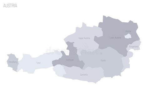 Mapa Pol Tico Ustria Das Divis Es Administrativas Ilustra O Do Vetor