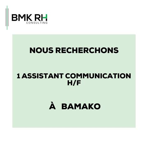 BMK RH RECRUTE ASSISTANT COMMUNICATION H F Y A Bara Offres D