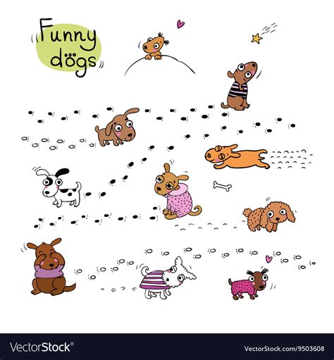 Funny Cartoon Dogs In The Snow Royalty Free Vector Image