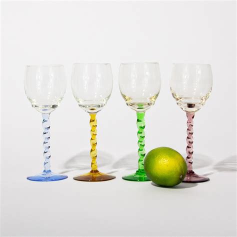 Vintage Italian Multi Colored Twist Stem Cordials 1960s Set Of 4 Etsy