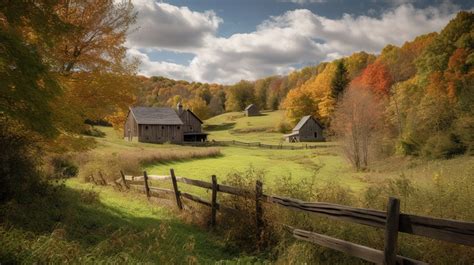 Fondo Una Antigua Granja Cerca Del Campo De Otoño Fondo Imagen Del