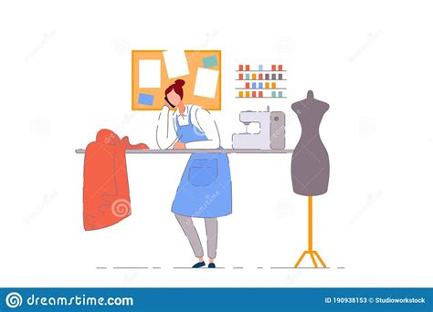 Dressmaker Woman Using Sewing Machine Cartoon Vector Cartoondealer