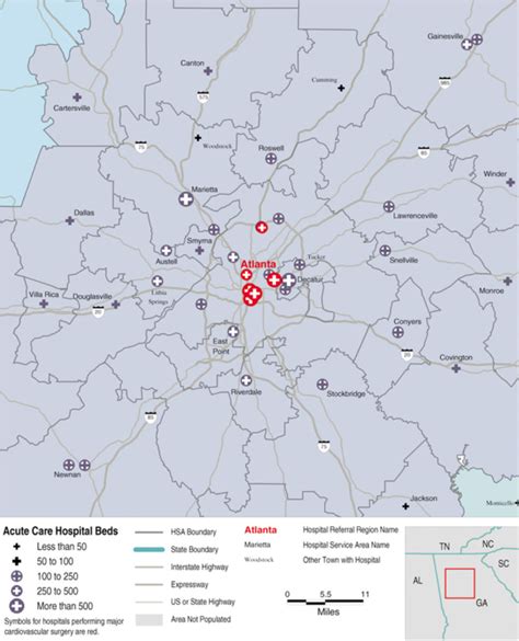 Map Detail Of Hospital Service Areas Assigned To The Atlanta Ga