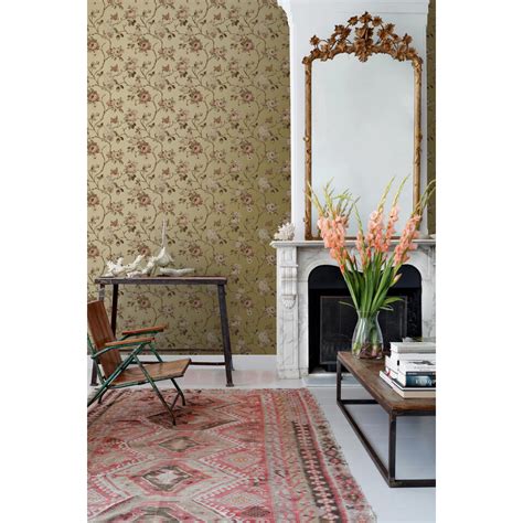 Estahome Behang Vintage Bloemen Goud En Terracotta Roze X