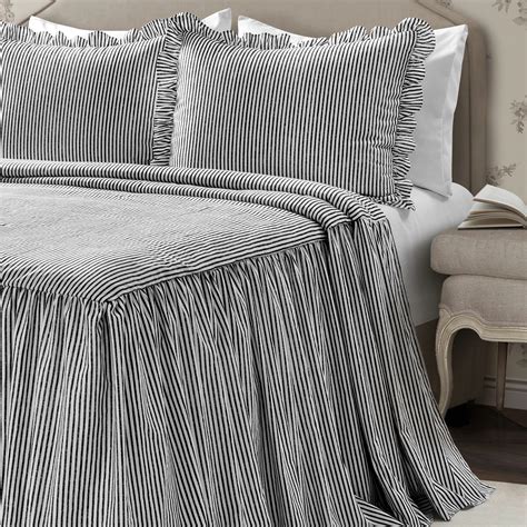 Ticking Stripe 3 Piece Bedspread Set