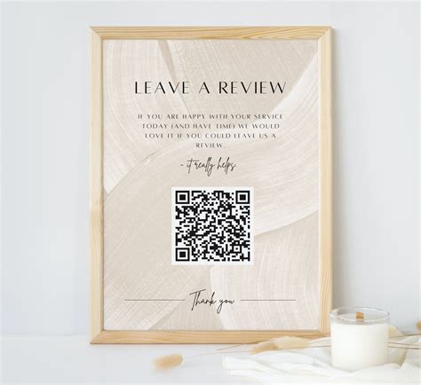 Customer Review Sign Leave a Review Sign QR Code Sign - Etsy