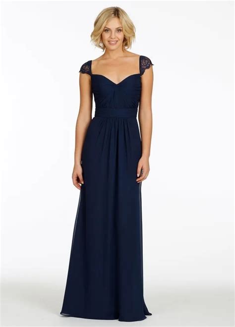 Modest Long Chiffon Royal Blue Bridesmaid Dresses With Sleeves Vestido