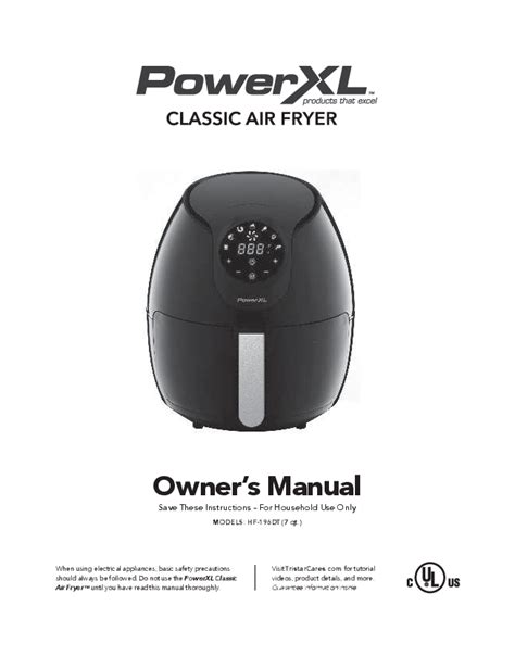 Powerxl Classic Air Fryer Manual User Guide And Troubleshooting Powerxl