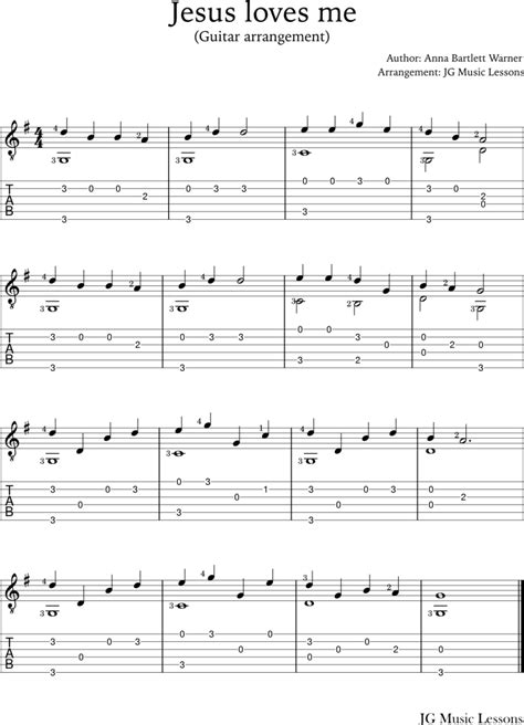 Jesus Loves Me Guitar Chords Melody With Tabs And Arrangement Jg