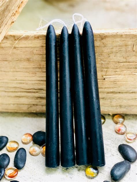 Black Candles 100 Pure Beeswax Black Taper Candles Spell Etsy