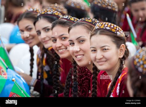 Girls in traditional the national dress of Turkmenistan Stock Photo ...