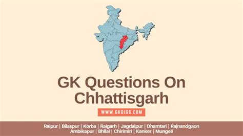 Chhattisgarh Gk Questions In English For Cgpsc