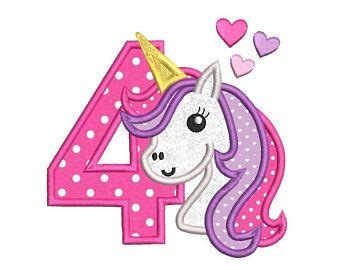 5o cumpleaños máquina bordado Applique diseño unicornio aplique lindo