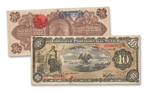 1914 1915 Mexico Paper Currency 2 Pc Set F