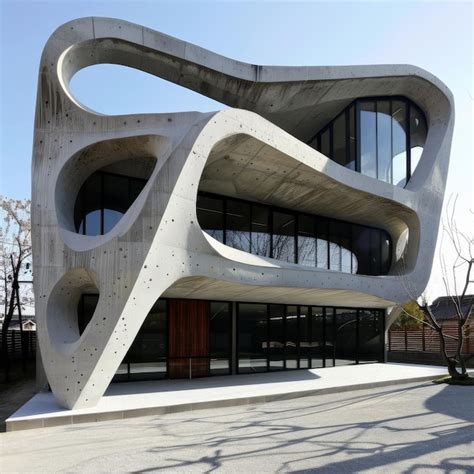 Unique Modern Architectural Building With Curved Concrete Structure