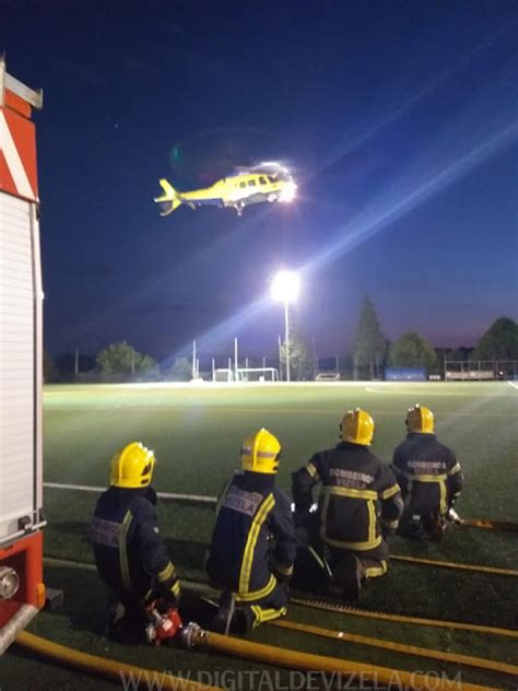 Helicóptero do INEM espera doente no estádio do Vizela