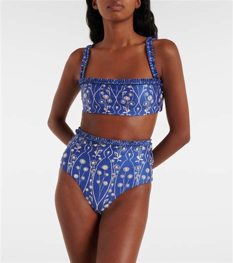 Olmo Printed Bikini Top In Blue Agua By Agua Bendita Mytheresa