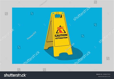 Caution Automation Work Progress Sign Board Stock Vector (Royalty Free ...