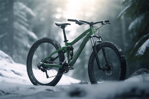 Premium AI Image | A mountain bike in the snow