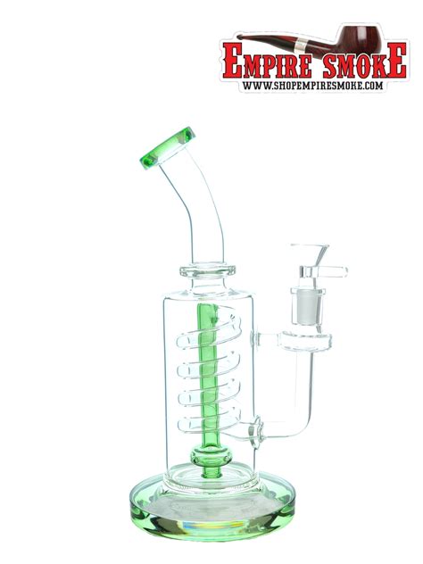 10 Spiral Perc Glass Bong Green