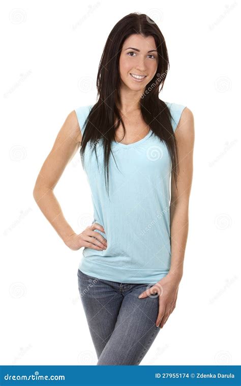 Casual Brunette Stock Photo Image Of Confident Cheerful 27955174